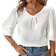 Shein Kurzarm V-Ausschnitt Lässig Baumwolle Bluse mit gerüschtem Saum für Frauen