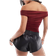 ASOS Bordeaux Kortærmet Offshoulder-Top Med Indsyede Detaljer - Rød