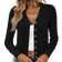 Shein Damen einfarbige einreihige langärmelige kurze lässige Strickjacke, Herbst/Winter