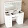 Timechee Makeup Vanity Tri-Fold Mirror Glass Top Dresser 43.3 In W X 53.6 In H X 19.7 In D Dressing Table 19.7x43.3"