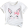 Shein Young Girl White Cute Cartoon Rabbit Printed T-shirt For Summer With Round Neck And Short Sleeves