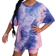 Shein Young Girls' Casual Tie Dye Drop Shoulder T-Shirt And Shorts Set