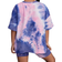 Shein Young Girls' Casual Tie Dye Drop Shoulder T-Shirt And Shorts Set