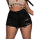 Shein Damen große Größen zerrissene Fransensaum lässige Denim Shorts mit Taschen