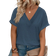 Shein Plus Casual VNeck Rolled Sleeve Plain TShirt Summer