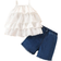 Shein pcsSet Baby Girls Sleeveless Ruffled Top Denim Shorts Summer Outfit