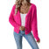 Shein Drop Shoulder Button Front Fluffy Knit Cardigan