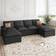 Ebern Designs Black Sectional 3 Sofa 109" 3pcs 4 Seater