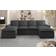 Ebern Designs Black Sectional 3 Sofa 109" 3pcs 4 Seater