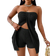 Shein Solid Color Twisted Front Split Green Strapless Top And Shorts Set With Textured Fabric Design Suitable For Home Leisure Seaside Vacation Beach Travel