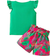 Shein Young Girl Summer Vacation Solid Color Short Sleeve Top And Tropical Print Shorts Outfit
