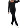 Shein pc Girls Black Ribbed Long Sleeve Skinny Jumpsuit Fashionable Streetwear For Sports And Yoga