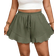 Shein Plus Solid Color Shorts With French Ruffle Hem