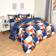 OHS Bedding Set Pillowcase Geometric Reversible Quilt - Burnt Orange Double Duvet Cover Orange, Blue (200x200cm)