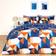OHS Bedding Set Pillowcase Geometric Reversible Quilt - Burnt Orange Double Duvet Cover Orange, Blue (200x200cm)