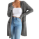 Shein Womens Elegant Solid Color Long Sleeve Regular Knitted Cardigan