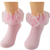 Shein 1pair Children's Solid Color Glitter Lace Edge Short Socks, For Middle And