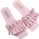 Shein Women FauxÂ Pearl Decor Ruched Design Single Band Flat Sandals, Fashion Open Toe Slide Sandals For Summer