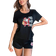 Shein Santa Claus Print Top and Drawstring Shorts Set - Women