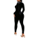 Shein Half-Collar Zipper Long Sleeve Jumpsuit - Velvet