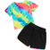 Shein Young Girls Short Sleeve Heart Print TShirt And Shorts Set Suitable For Years Old
