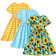 Shein pcsSet Tween Girls Striped Polka Dots Sunflower Pattern Printed Casual Short Sleeve Dress For Summer