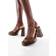Stradivarius Split Leather Platform Sandals - Brown