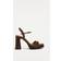 Stradivarius Split Leather Platform Sandals - Brown
