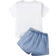 Shein Stücke Mädchen Set aus Oversize Rosa Grafik T-Shirt & 2-in-1 Denim Rock