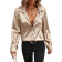 Shein Womens Spring Autumn Solid Color Long Sleeve Metal Texture Elegant Shirt