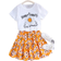 Shein Teen Girl White Yellow Daisy Printed Loose TShirt And Skirt Vacation Casual Outfit pcsSet