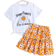 Shein Teen Girl White Yellow Daisy Printed Loose TShirt And Skirt Vacation Casual Outfit pcsSet