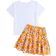Shein Teen Girl White Yellow Daisy Printed Loose TShirt And Skirt Vacation Casual Outfit pcsSet