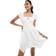 Bershka Shirred Milkmaid Mini Dress - Ecru