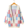 Shein Womens Cute And Casual Loose Fit Color Block Plaid Long Sleeve Cardigan For Autumn And Winter