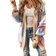 Shein Womens Cute And Casual Loose Fit Color Block Plaid Long Sleeve Cardigan For Autumn And Winter