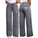 Shein Oversized Butterfly Print Denim Wide Leg Jeans - Casual