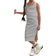 Shein Young Girl Striped Knit Square Neck Integrated Slit Hem Cami Dress