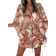 Shein Women Summer Holiday Plant Printed V-Neck Batwing Sleeve Loose Straight Dress