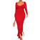 Shein Plus Womens Summer Solid Color Sweetheart Neck Long Sleeve Ruffle Splice Bodycon Elegant Dress