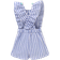 Shein Toddler Girls Striped Ruffle Trim Overall Romper