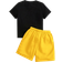 Shein Toddler Boys Letter & Palm Tree Print Tee & Drawstring Waist Shorts