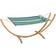 OutSunny Hammock With Stand Triple-Head Wood Hammock with Cotton Bed Blue