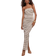 Shein Striped Texture Ribbed Bandeau Slit Back Maxi Dress