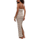 Shein Striped Texture Ribbed Bandeau Slit Back Maxi Dress
