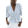 H&M V-Neck Blouse - White/Blue Patterned