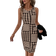 Shein Womens Houndstooth Print Jacket and Dress Set