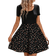 Shein Summer Short Sleeve AB Mixed Color Plain Floral Patchwork ALine Casual Vacation Dress With UNeckline