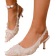Shein Women Kitten Heel Solid Color Pointed Toe Elastic Slingback Pumps