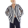 H&M Oversized Linen Shirt Blouse - Navy Blue/Striped